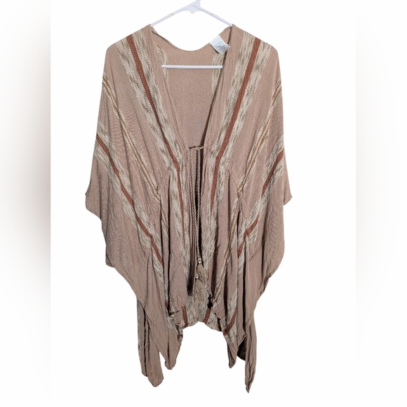 Boho Cardigan Kimono Cover Up Browns and Cream OS - Picture 5 of 11